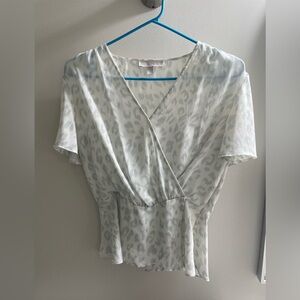 Chelsea28 White Leopard Print Wrap Blouse